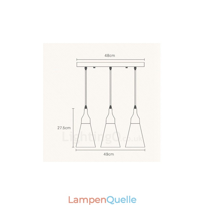 Moderne Pendelleuchte mit 3 Lichtern aus Holz und Stoffschirm