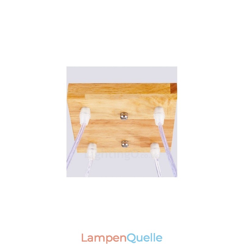 4-flammige Pendelleuchte aus Holz, modern und im nordischen Stil, mit Glasschirm