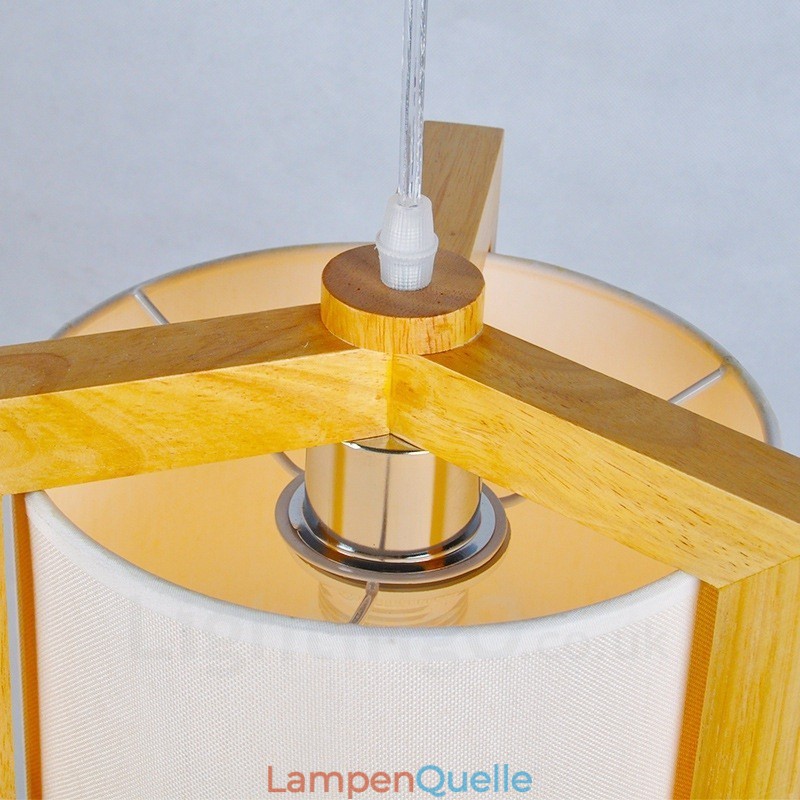 1 Licht Holz Moderne zeitgenössische Pendelleuchte im nordischen Stil mit Stoffschirm