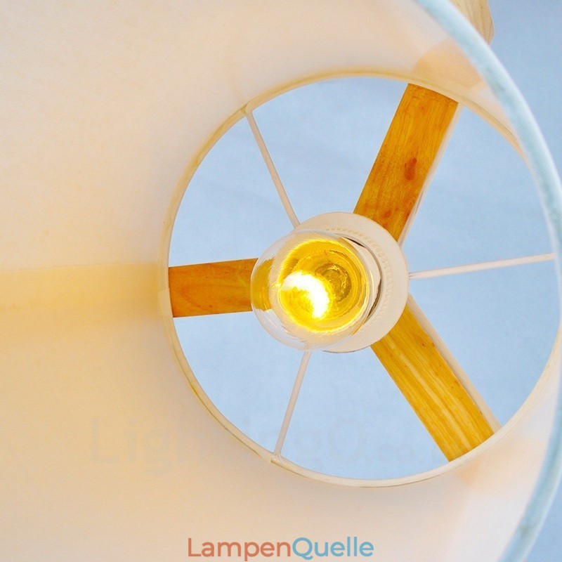 1 Licht Holz Moderne zeitgenössische Pendelleuchte im nordischen Stil mit Stoffschirm