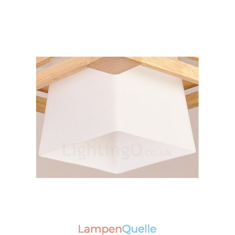 1 Licht Holz Moderne zeitgenössische Pendelleuchte im nordischen Stil mit Stoffschirm