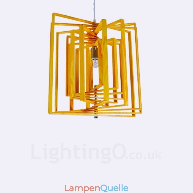 1 Licht Holz Moderne zeitgenössische Pendelleuchte im nordischen Stil mit Holzschirm