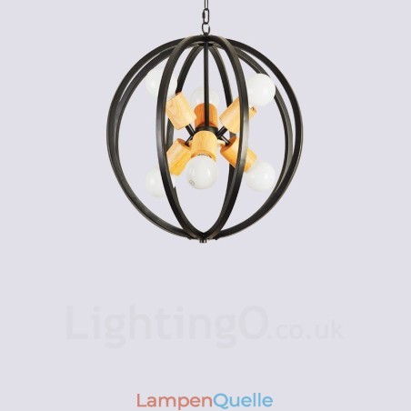 6-flammige Pendelleuchte aus Eisen im Retro-Vintage-Stil mit Eisenschirm 6-flammige Pendelleuchte aus Eisen im Retro-Vintage-Stil mit Eisenschirm