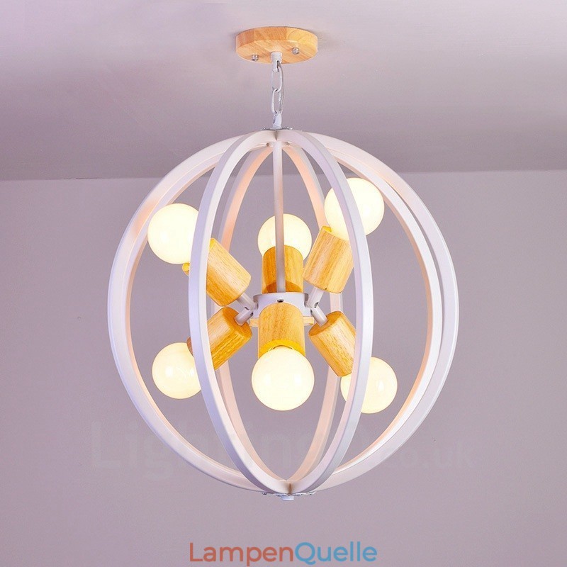 6-flammige Pendelleuchte aus Eisen im Retro-Vintage-Stil mit Eisenschirm