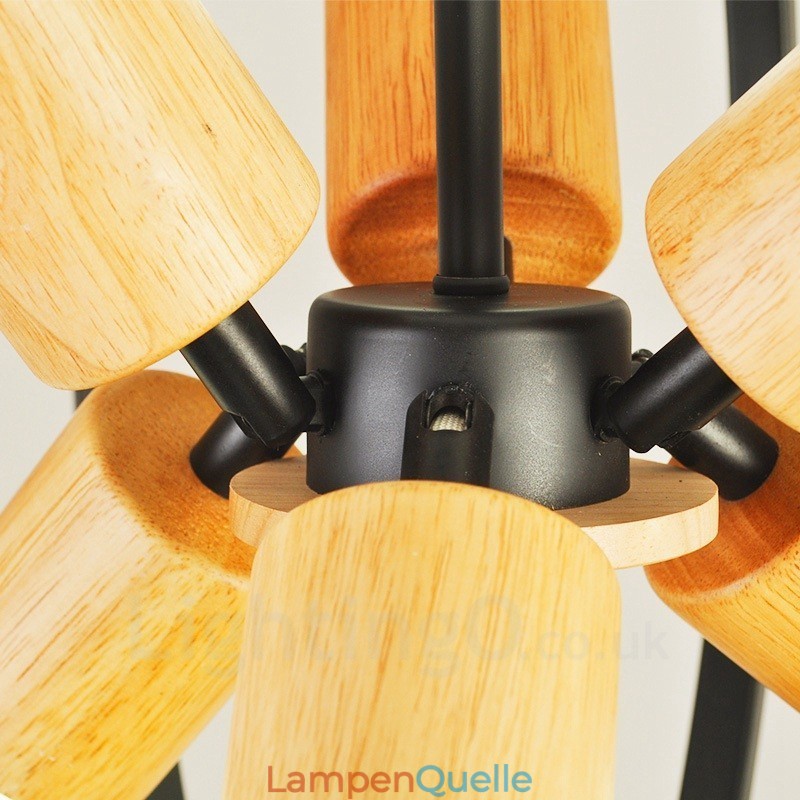 6-flammige Pendelleuchte aus Eisen im Retro-Vintage-Stil mit Eisenschirm