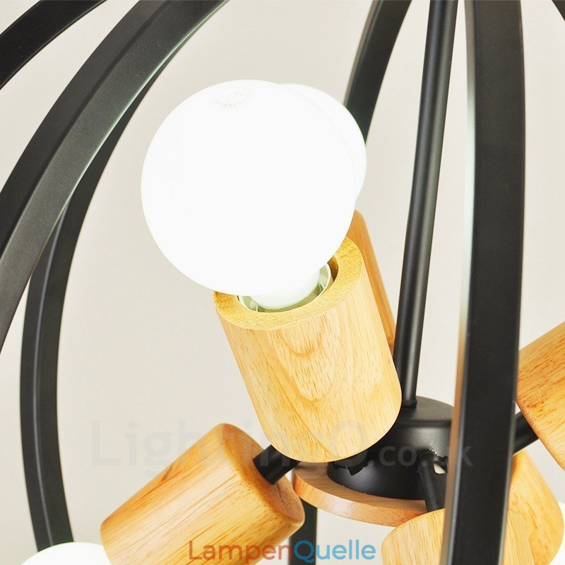 6-flammige Pendelleuchte aus Eisen im Retro-Vintage-Stil mit Eisenschirm