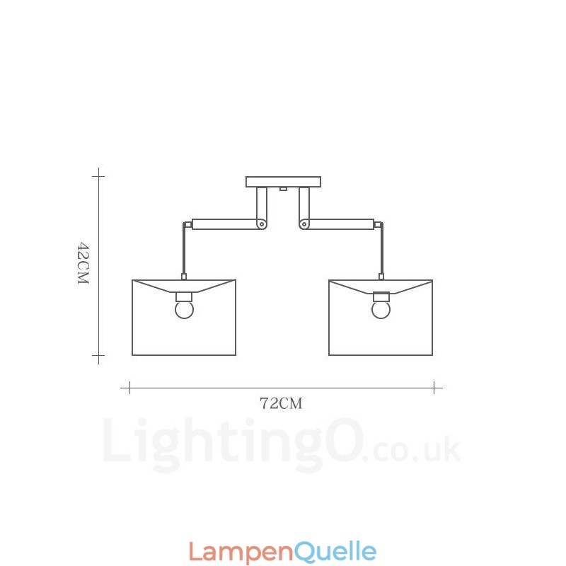 Moderne Pendelleuchte mit 2 Lichtern aus Holz und Stoffschirm