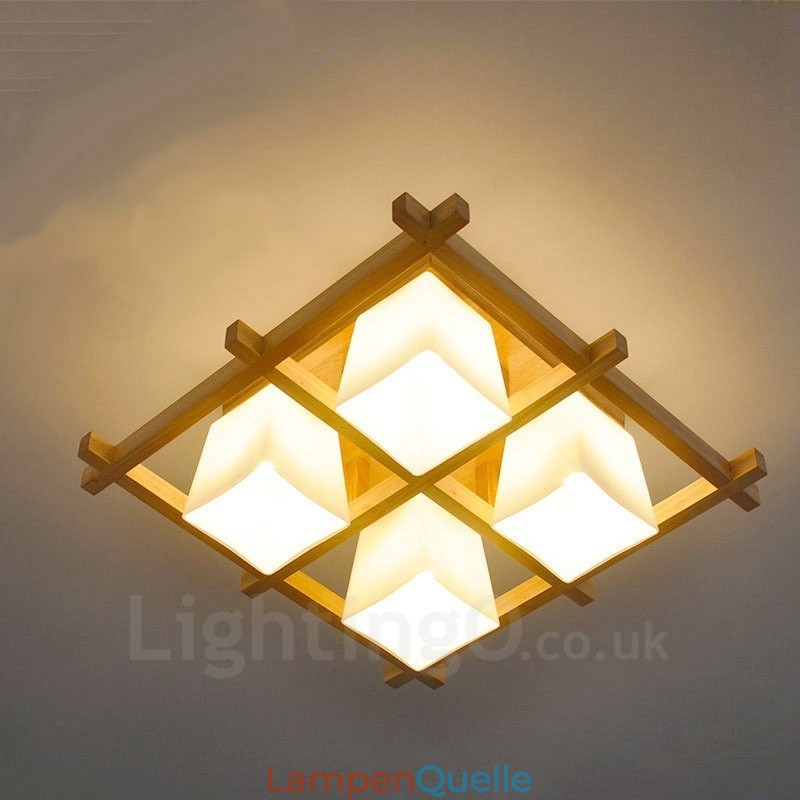 Moderne Deckenleuchten mit 4 Lichtern und Glasschirm