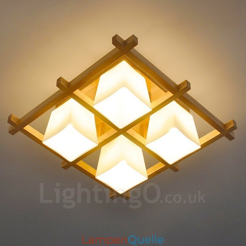 Moderne Deckenleuchten mit 4 Lichtern und Glasschirm