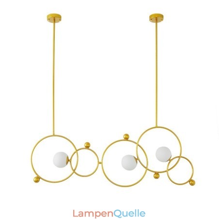 3-flammige moderne Deckenleuchten, Kupfer-Kronleuchter mit weißem Kugelglasschirm 3-flammige moderne Deckenleuchten, Kupfer-Kronleuchter mit weißem Kugelglasschirm