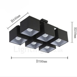 Moderne, zeitgenössische Deckenleuchten in Schwarz mit 6 Lichtern und Stoffschirm