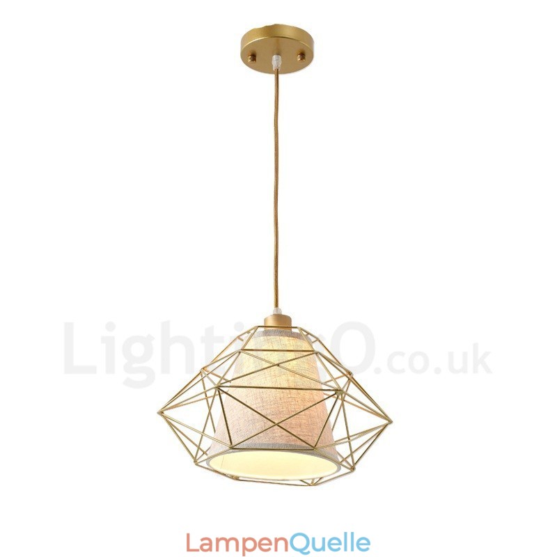 1-flammige Retro-Pendelleuchte im Vintage-Stil aus schwarzem Eisen mit Stoffschirmen