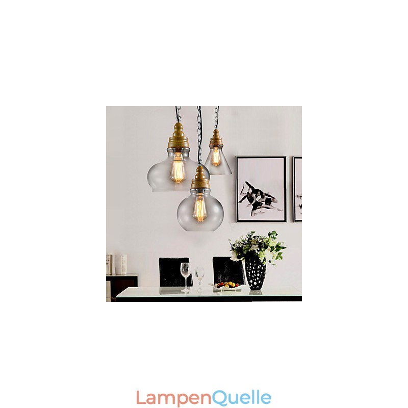 3-flammige moderne Pendelleuchte im zeitgenössischen Mini-Stil aus Metall