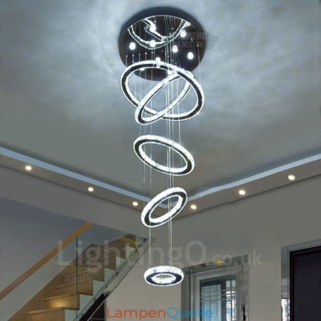 Dimmbare Wi-Fi Smart Drei Lichtquelle Farben 5 Ringe Moderne Kristall Decke Pendelleuchte Indoor Kronleuchter Dimmbare Wi-Fi Smart Drei Lichtquelle Farben 5 Ringe Moderne Kristall Decke Pendelleuchte Indoor Kronleuchter