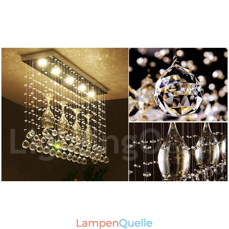 5 Lichter Moderne Kristall Deckenpendelleuchte Innen Kronleuchter Beleuchtung Lampen Leuchte