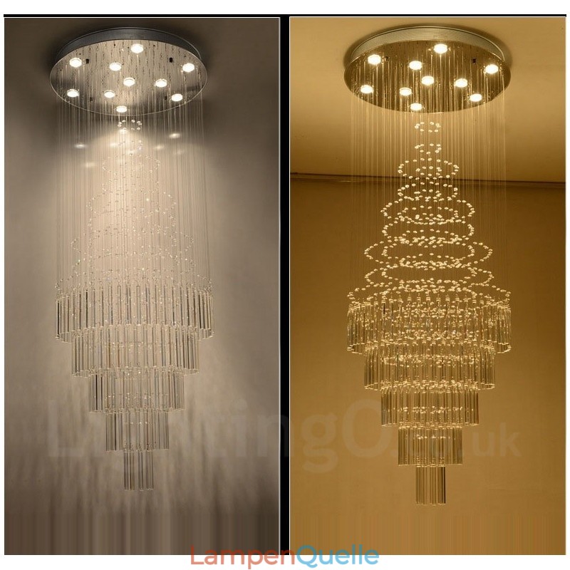 10 Lichter Moderne Kristall Deckenpendelleuchte Innen Kronleuchter Beleuchtung Lampen Leuchten