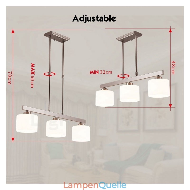 3 Lichter Moderne Chrom Pendelleuchte Indoor Kronleuchter Home Hängende Beleuchtung Lampen Leuchten mit Glasschirmen