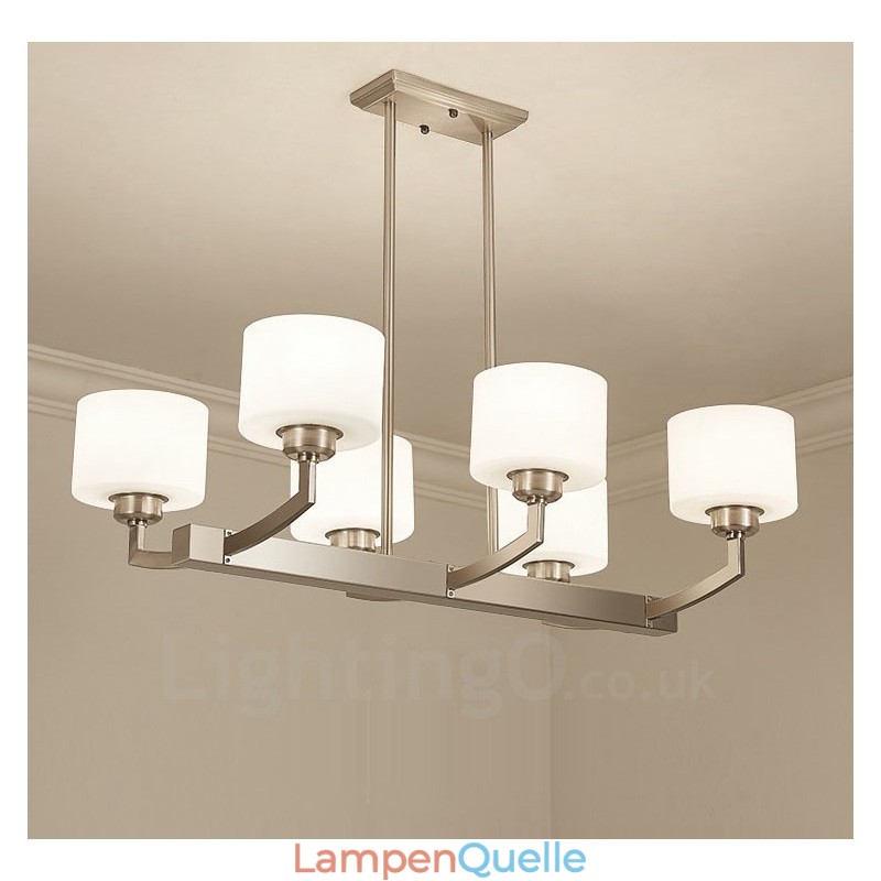 6 Lichter Moderne Chrom Pendelleuchte Indoor Kronleuchter Home Hängende Beleuchtung Lampen Leuchten mit Glasschirmen