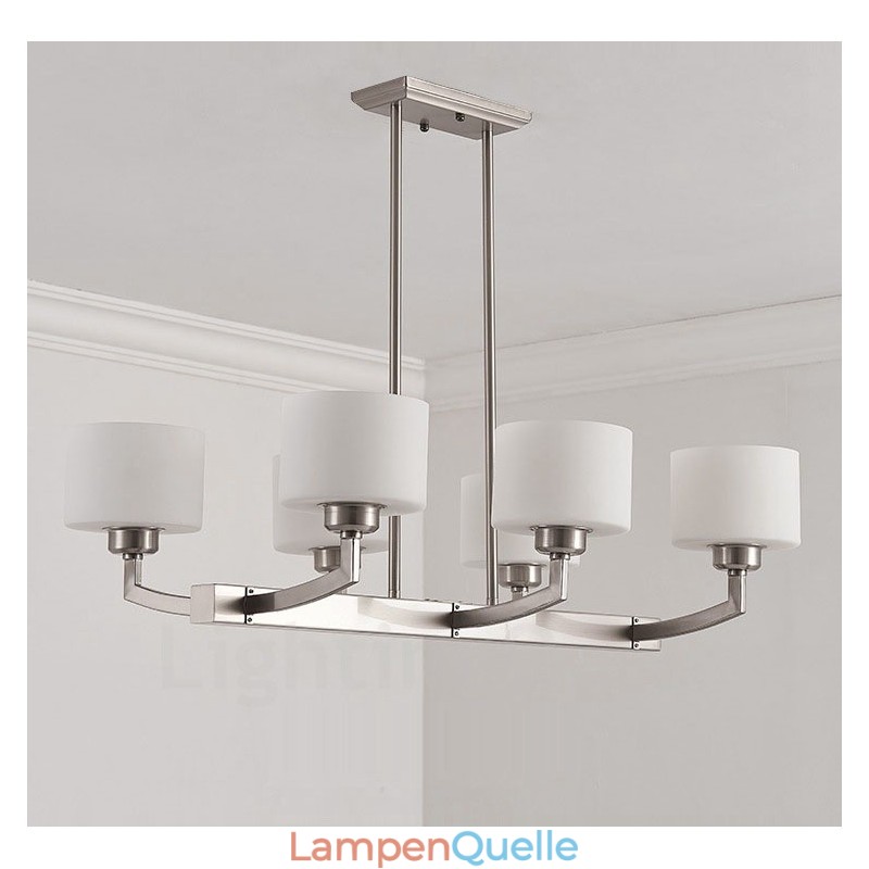 6 Lichter Moderne Chrom Pendelleuchte Indoor Kronleuchter Home Hängende Beleuchtung Lampen Leuchten mit Glasschirmen