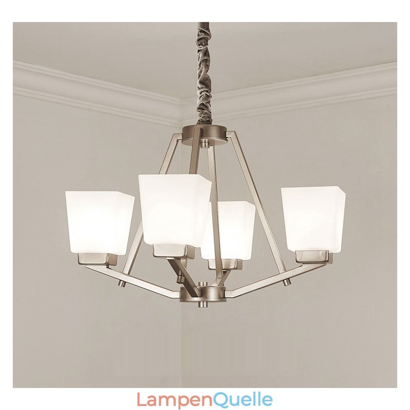 4 Lichter Chrom Pendelleuchte Indoor Modern Kronleuchter Home Hängende Beleuchtung Lampen Leuchten mit Glasschirmen