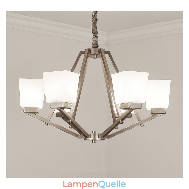 6 Lichter Chrom Pendelleuchte Indoor Modern Kronleuchter Home Hängende Beleuchtung Lampen Leuchten mit Glasschirmen