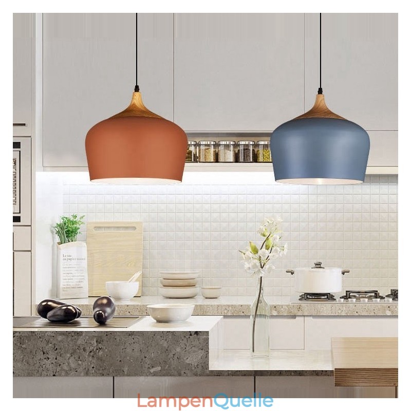 1 Licht Moderne zeitgenössische Pendelleuchte Hängelampe mit weiß rot blau Schatten