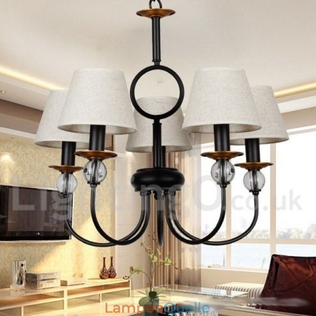 Kronleuchter im rustikalen Retro-Stil, schwarz, mediterraner Stil, moderner Kerzenstil, 5 Lichter Kronleuchter im rustikalen Retro-Stil, schwarz, mediterraner Stil, moderner Kerzenstil, 5 Lichter