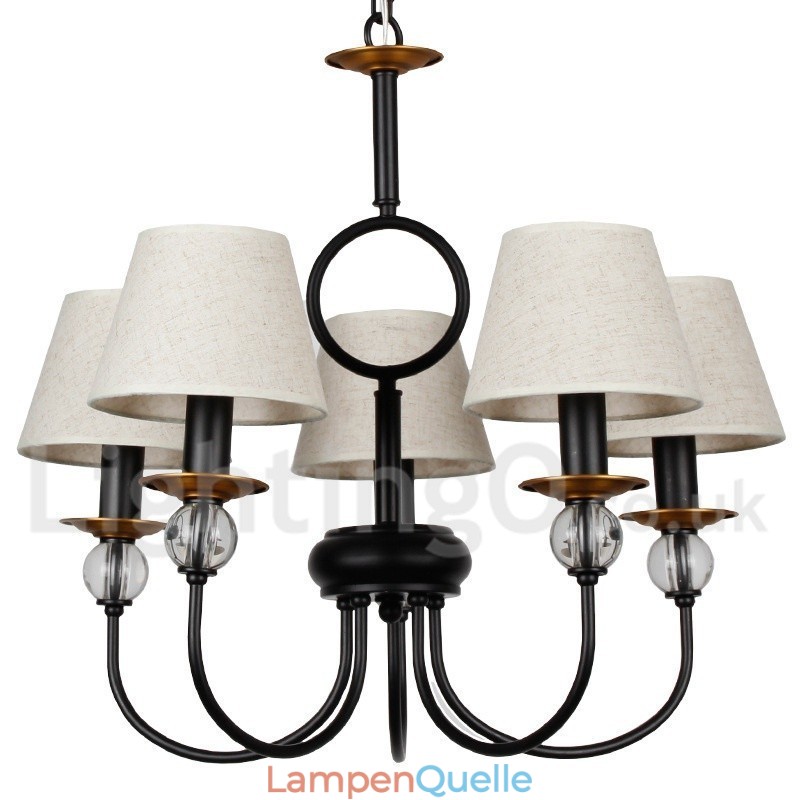 Kronleuchter im rustikalen Retro-Stil, schwarz, mediterraner Stil, moderner Kerzenstil, 5 Lichter