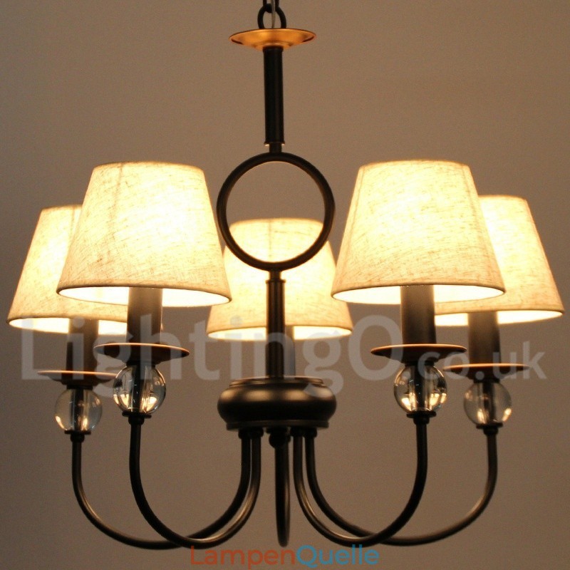 Kronleuchter im rustikalen Retro-Stil, schwarz, mediterraner Stil, moderner Kerzenstil, 5 Lichter