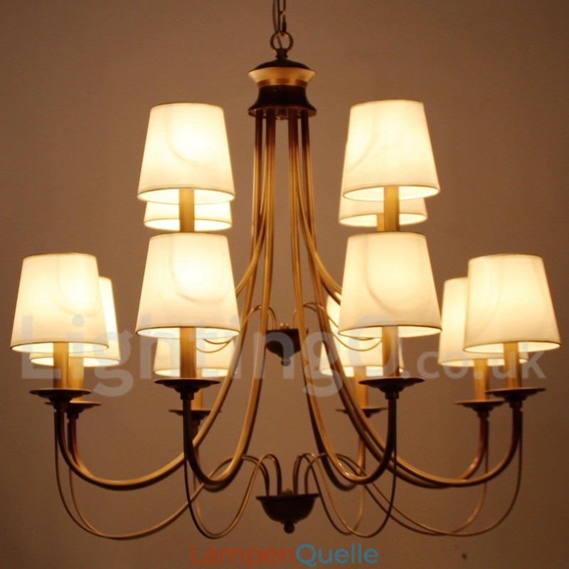 Kronleuchter im rustikalen mediterranen Stil mit 12 Lichtern, modern und zeitgenössisch, Kerzenstil