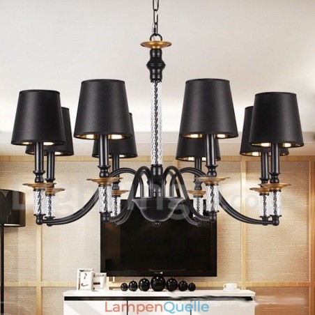 Schwarzer Kronleuchter im Retro-Kerzenstil mit 8 Lichtern Schwarzer Kronleuchter im Retro-Kerzenstil mit 8 Lichtern