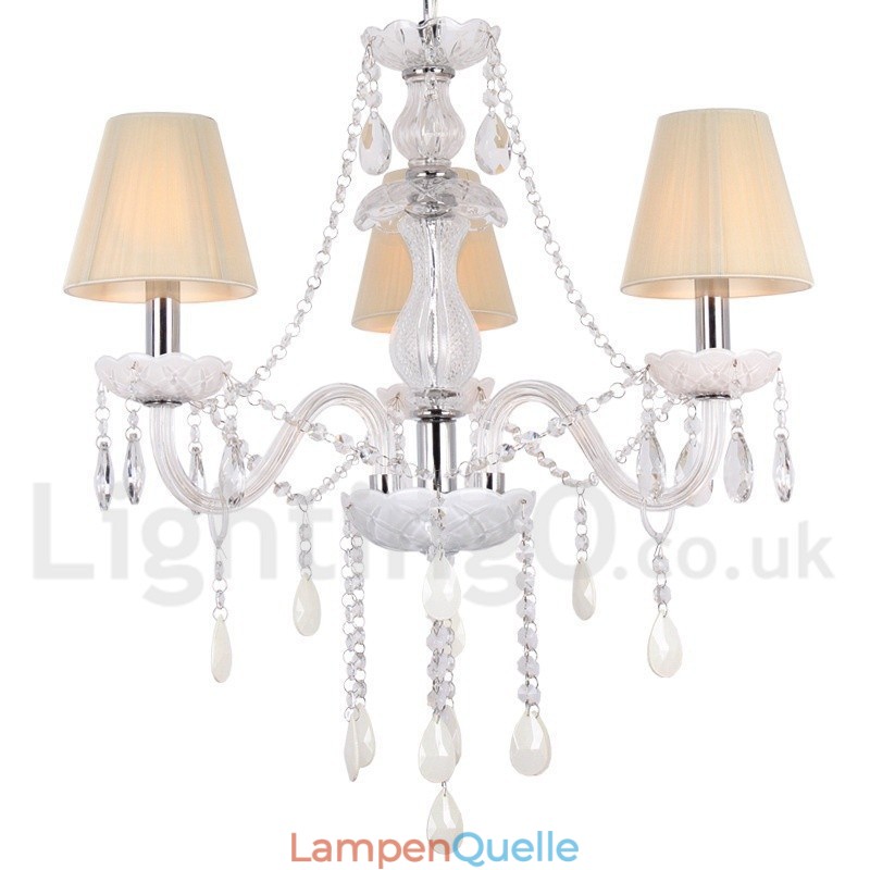 Kronleuchter im Kerzenstil mit 3 Lichtern, weißer K9-Kristall