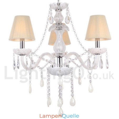 Kronleuchter im Kerzenstil mit 3 Lichtern, weißer K9-Kristall