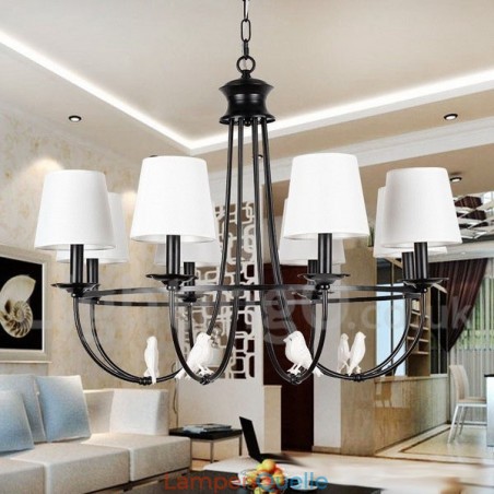 Kronleuchter im Retro-Stil, schwarz, mediterraner Stil, rustikal, modern, Kerzenstil, 8 Lichter Kronleuchter im Retro-Stil, schwarz, mediterraner Stil, rustikal, modern, Kerzenstil, 8 Lichter