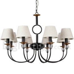 Kronleuchter im rustikalen Retro-Stil, schwarz, mediterraner Stil, moderner Kerzenstil, 8 Lichter