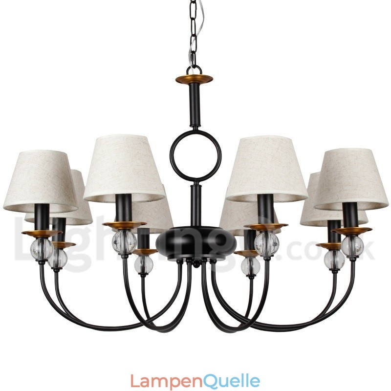 Kronleuchter im rustikalen Retro-Stil, schwarz, mediterraner Stil, moderner Kerzenstil, 8 Lichter