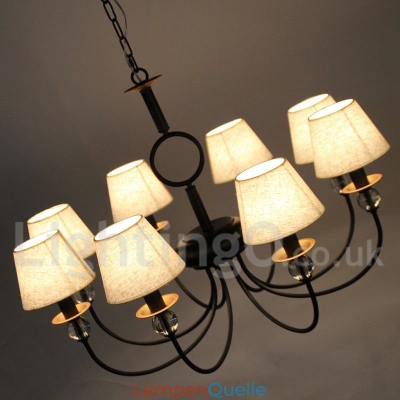 Kronleuchter im rustikalen Retro-Stil, schwarz, mediterraner Stil, moderner Kerzenstil, 8 Lichter