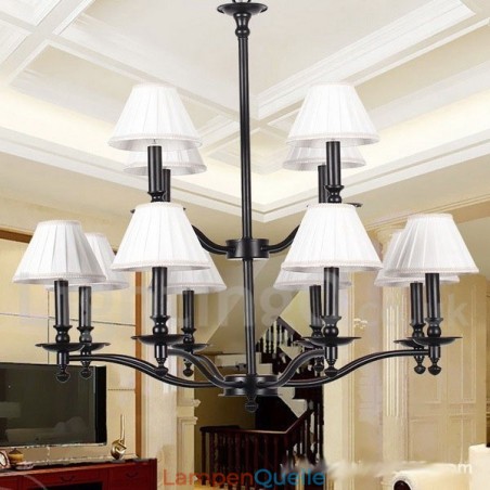 Großer Kronleuchter im Retro-rustikalen Stil mit 12 Lichtern und zwei Ebenen im Kerzenstil Großer Kronleuchter im Retro-rustikalen Stil mit 12 Lichtern und zwei Ebenen im Kerzenstil