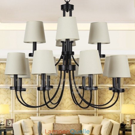 12 Lichter Rustikaler Retro Schwarzer 2-stufiger Großer Kronleuchter Kerzenstil Kronleuchter 12 Lichter Rustikaler Retro Schwarzer 2-stufiger Großer Kronleuchter Kerzenstil Kronleuchter