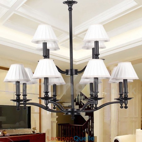 12 Lichter Retro 2-stufiger großer Kronleuchter im Kerzenstil