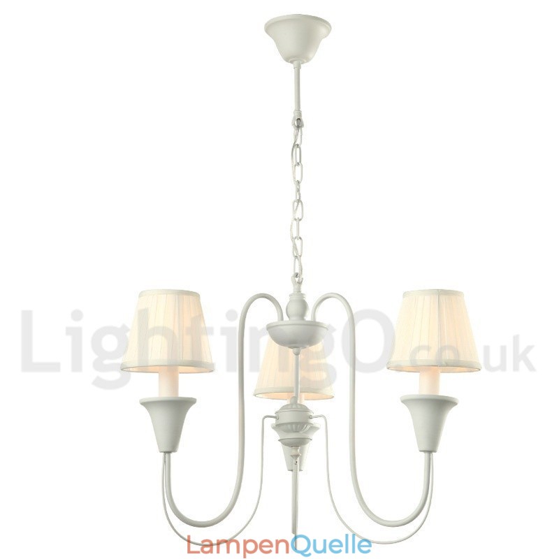 3-flammiger weißer Kronleuchter im Retro-Kerzenstil