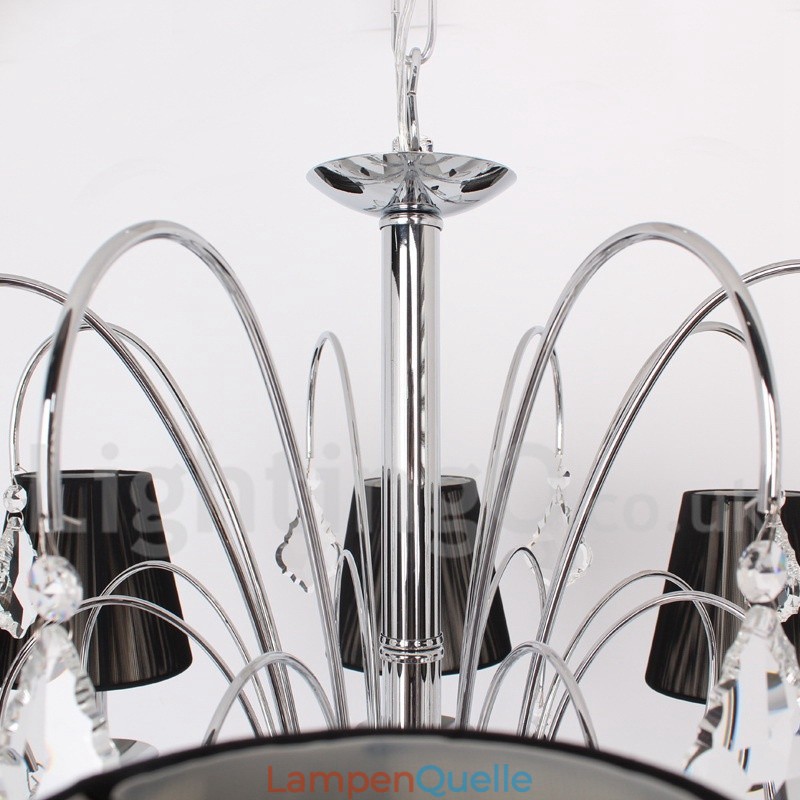 5-flammiger moderner Kronleuchter im Kerzenstil aus K9-Kristall