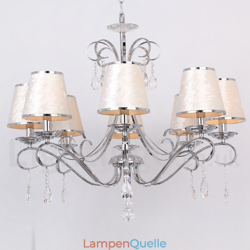 8-flammiger moderner Kronleuchter im Kerzenstil aus K9-Kristall
