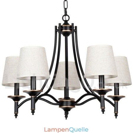 Kronleuchter im modernen, rustikalen Retro-Stil mit 5 Lichtern, schwarz Kronleuchter im modernen, rustikalen Retro-Stil mit 5 Lichtern, schwarz