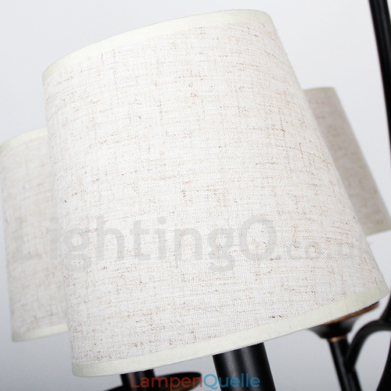 Kronleuchter im modernen, rustikalen Retro-Stil mit 5 Lichtern, schwarz