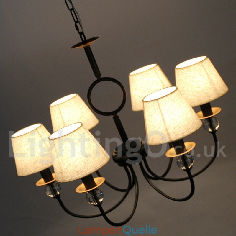 Kronleuchter im rustikalen Retro-Stil, schwarz, mediterraner Stil, moderner Kerzenstil, 6 Lichter
