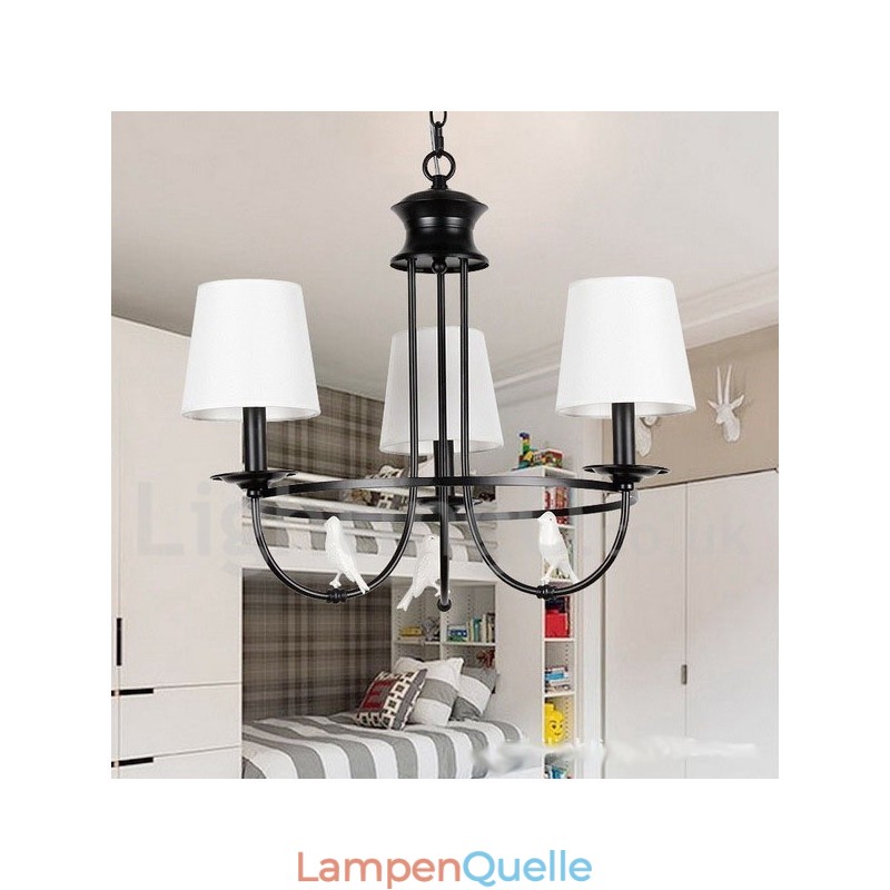 Kronleuchter im Retro-Stil, schwarz, mediterraner Stil, rustikal, modern, Kerzenstil, 3 Lichter