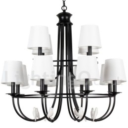 Kronleuchter im Retro-Stil, schwarz, mediterraner Stil, rustikal, modern, Kerzenstil, 12 Lichter