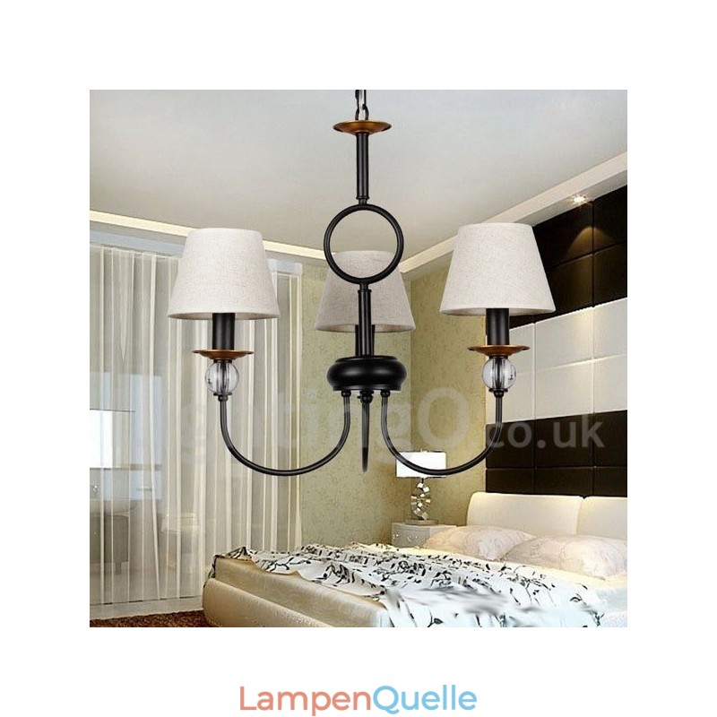 Kronleuchter im rustikalen Retro-Stil, schwarz, mediterraner Stil, moderner Kerzenstil, 3 Lichter