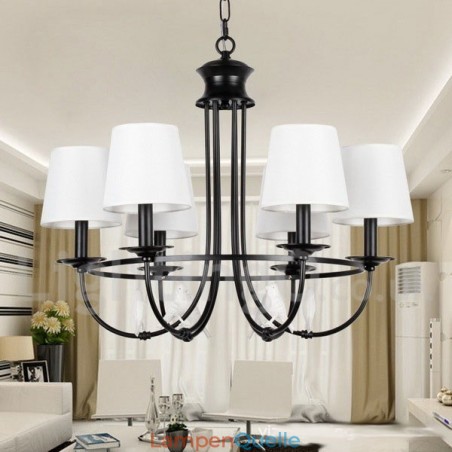 Kronleuchter im Retro-Stil, schwarz, mediterraner Stil, rustikal, modern, Kerzenstil, 6 Lichter Kronleuchter im Retro-Stil, schwarz, mediterraner Stil, rustikal, modern, Kerzenstil, 6 Lichter